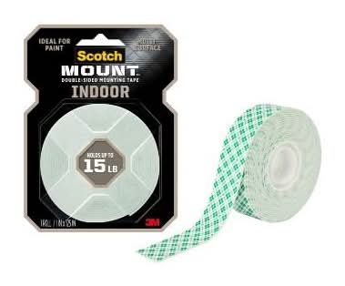 Scotch Mount Indoor Double-Sided Mounting Tape 1" X 125 (5 oz)