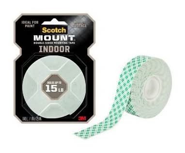 Scotch Mount Indoor Double-Sided Mounting Tape 1" X 125 (5 oz)