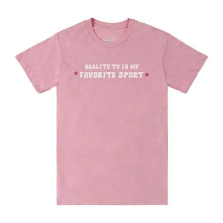 Reality TV Is My Fav Sport Graphic Tee Large Pink