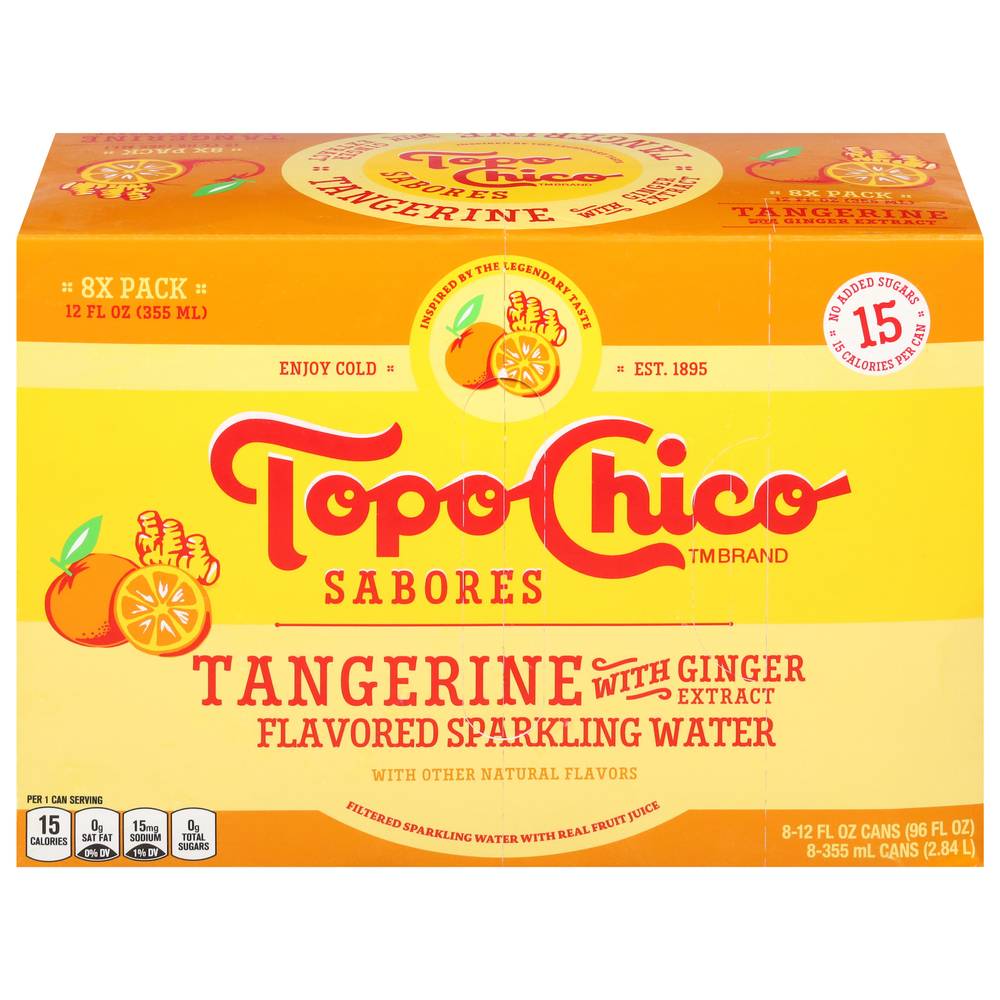 Topo Chico Sabores Sparkling Water, Tangerine-Ginger (8 x 12 fl oz)