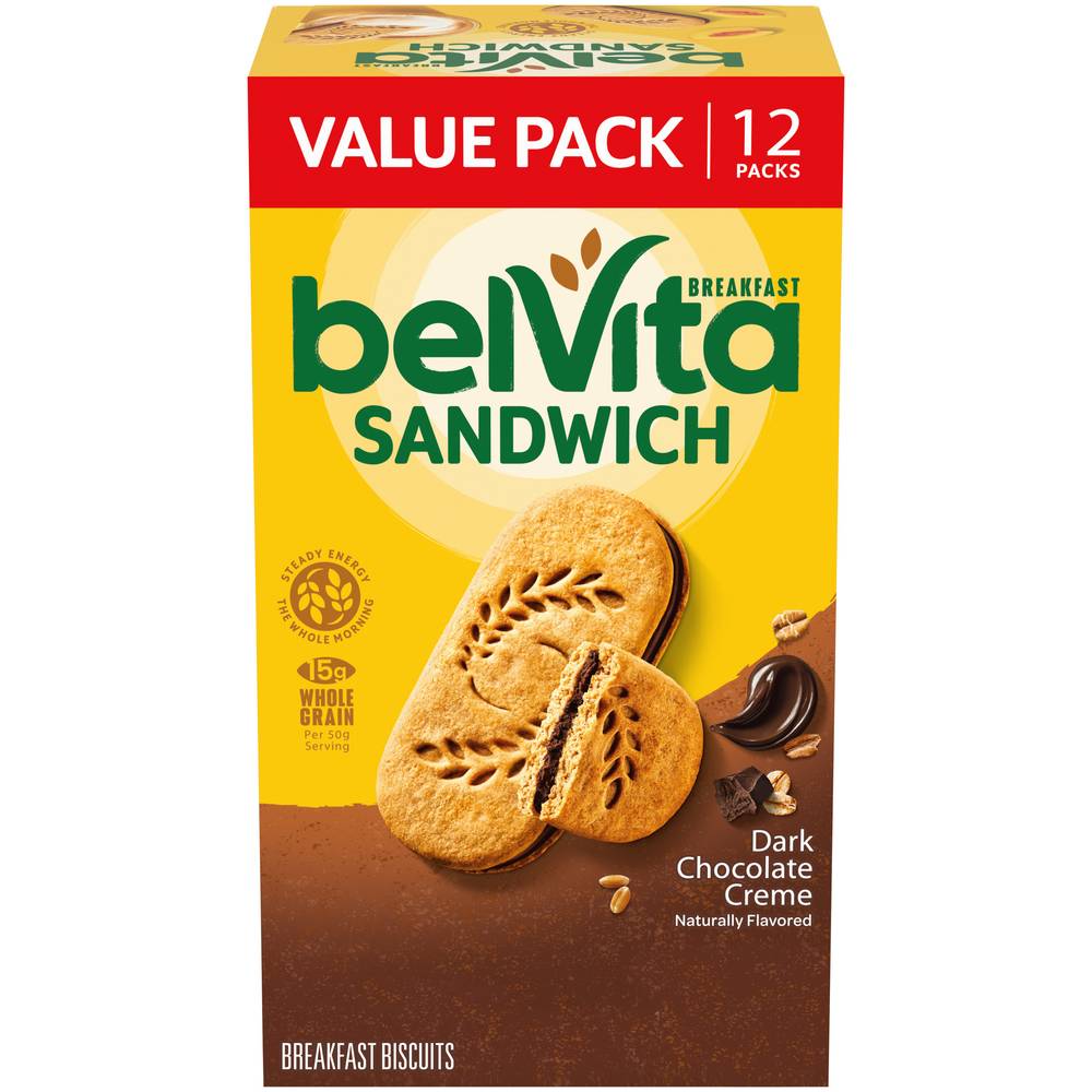 belVita Dark Chocolate Creme Sandwich Breakfast Biscuits (1.32 lbs)