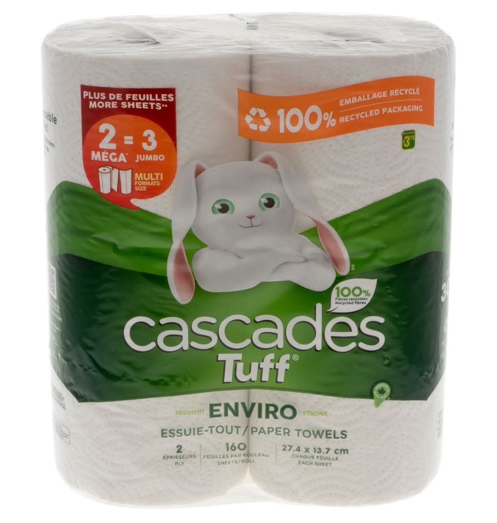 Cascades Tuff Enviro Strong Paper Towels, 27.4x13.7 cm (2 ct)