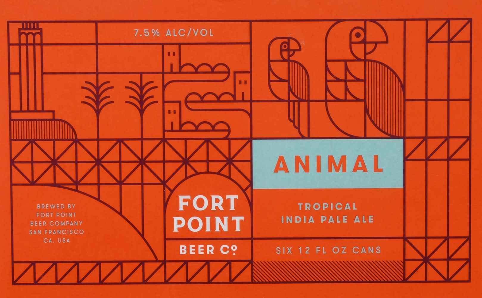 Fort Point Animal California Tropical India Pale Ale Ipa Beer (6 x 72 fl oz)