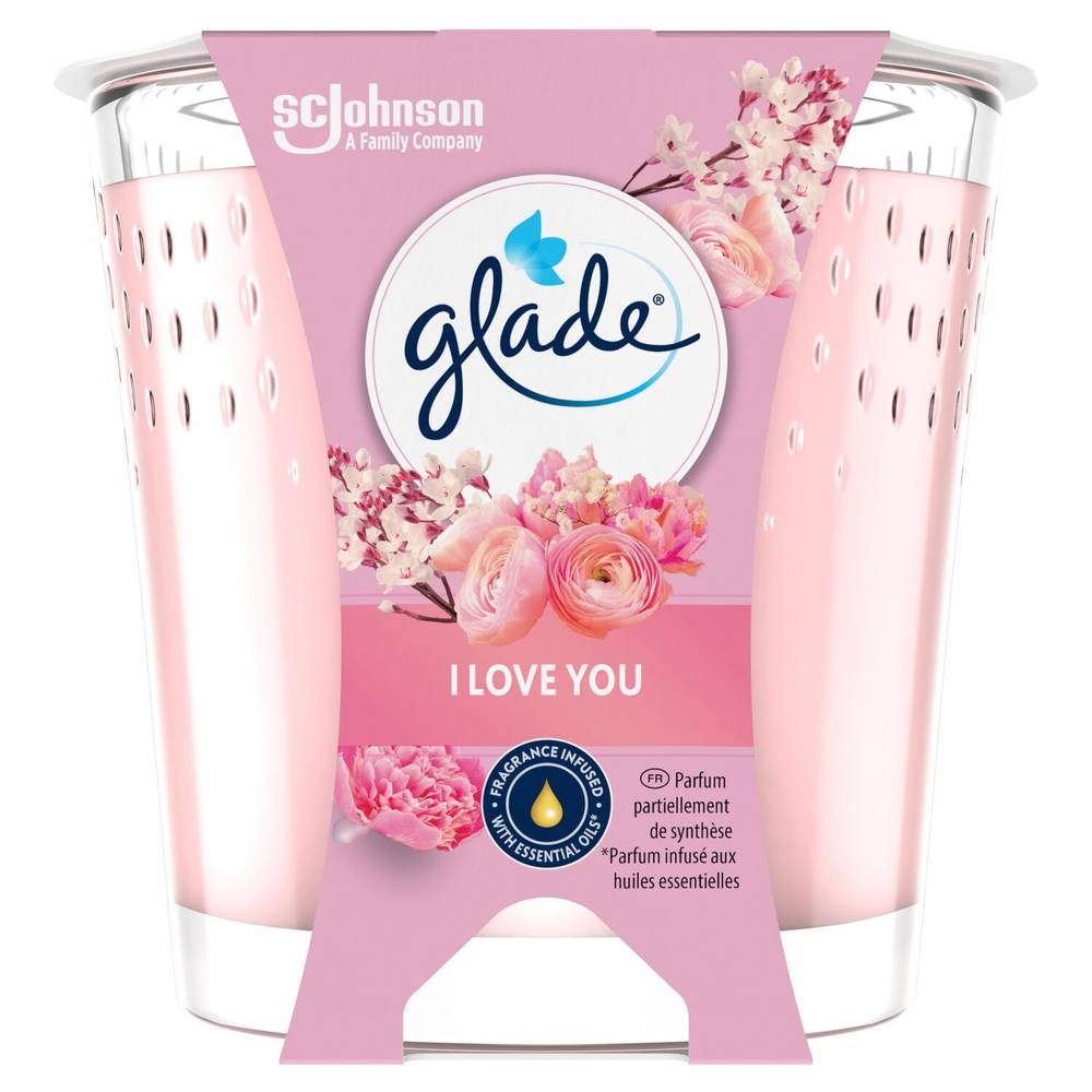 Glade - Bougie i love you, rose bulgare - floral blanc - pêche (112g)