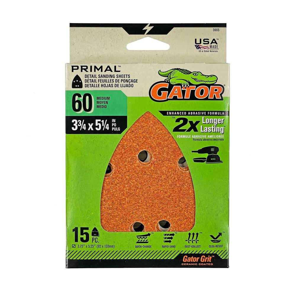 Gator Mouse Refill 60 Grit 15pk 15-Piece Aluminum Oxide 60-Grit Detail Sandpaper | 3665