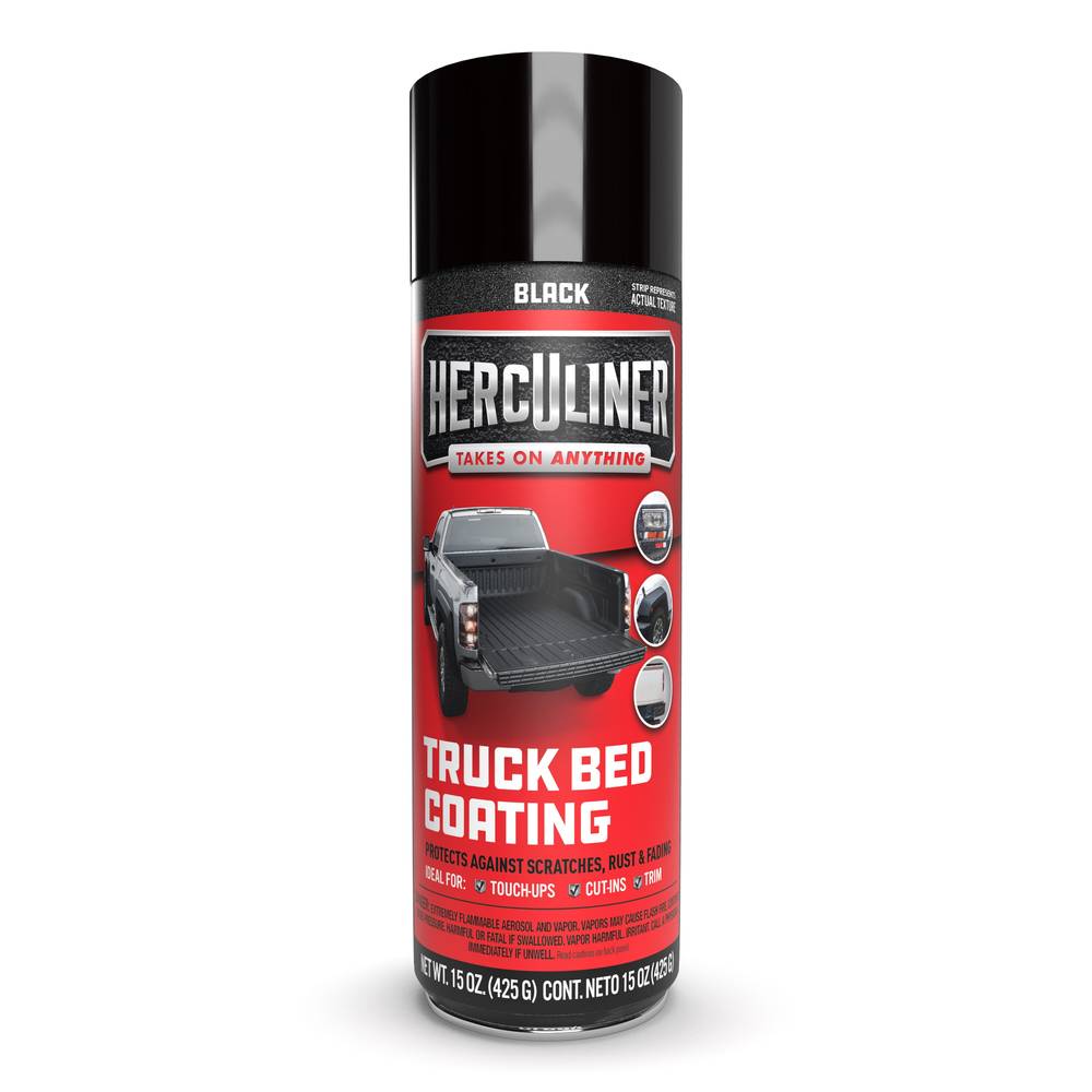 HERCULINER Black Aerosol Bed Liner | 15 oz Polyurethane | Skid Resistant Coating | Rust Prevention | Chip & Flake Resistant | HALB15