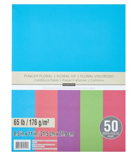 Recollections Punchy Floral Cardstock Paper, 8.5x11 in, Assorted (50 ct)
