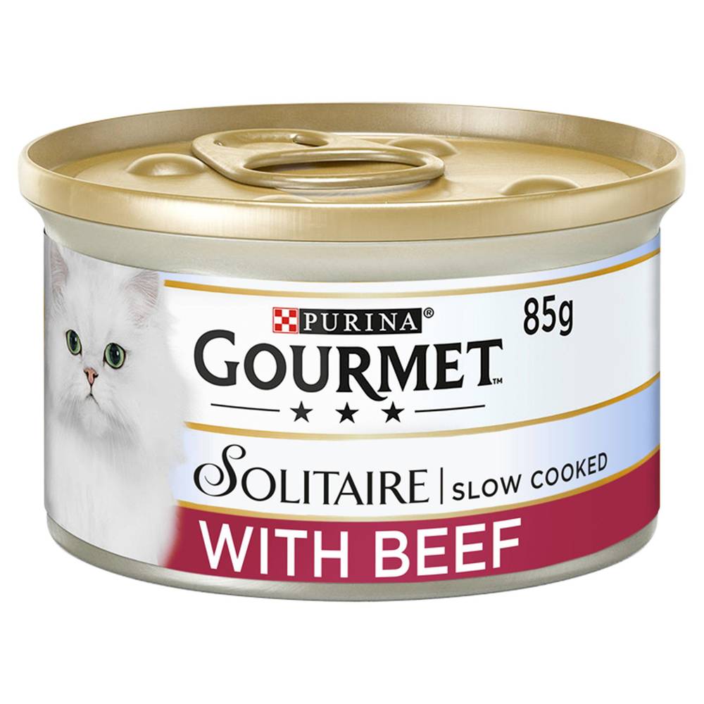 SAVE £0.30 Gourmet Solitaire Tinned Cat Food With Beef 85g