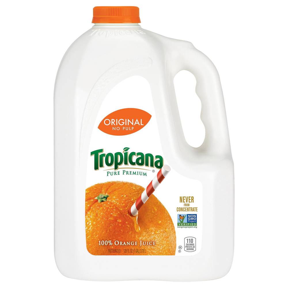 Tropicana Pure Premium Original No Pulp 100% Orange Juice (128 fl oz)