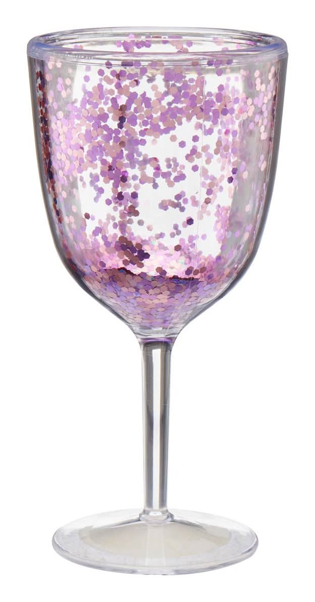 Pink Blue & Iridescent Glitter Insulated Reusable Plastic Tumbler 15 Oz