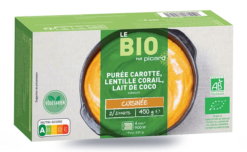 Purée de carotte-lentille corail-lait de coco bio