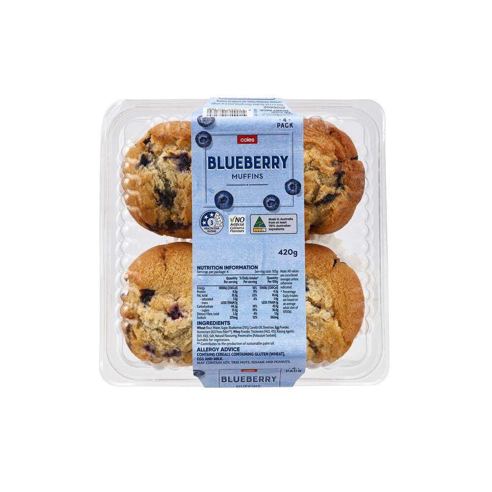 Coles Blueberry Muffins (4 pack)