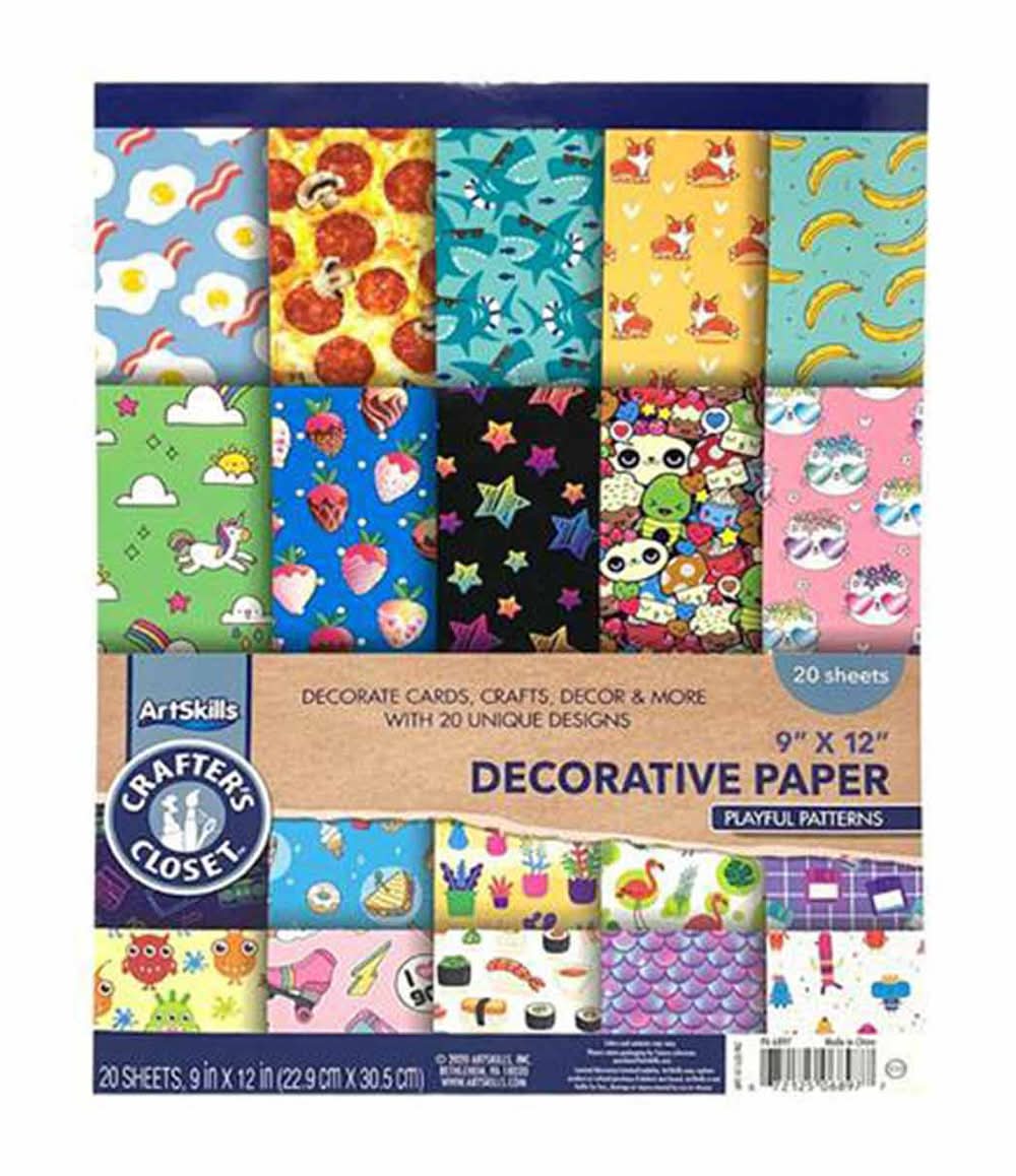 ArtSkills Playful Patterns Decorative Paper, 9x12 in (20 ct)