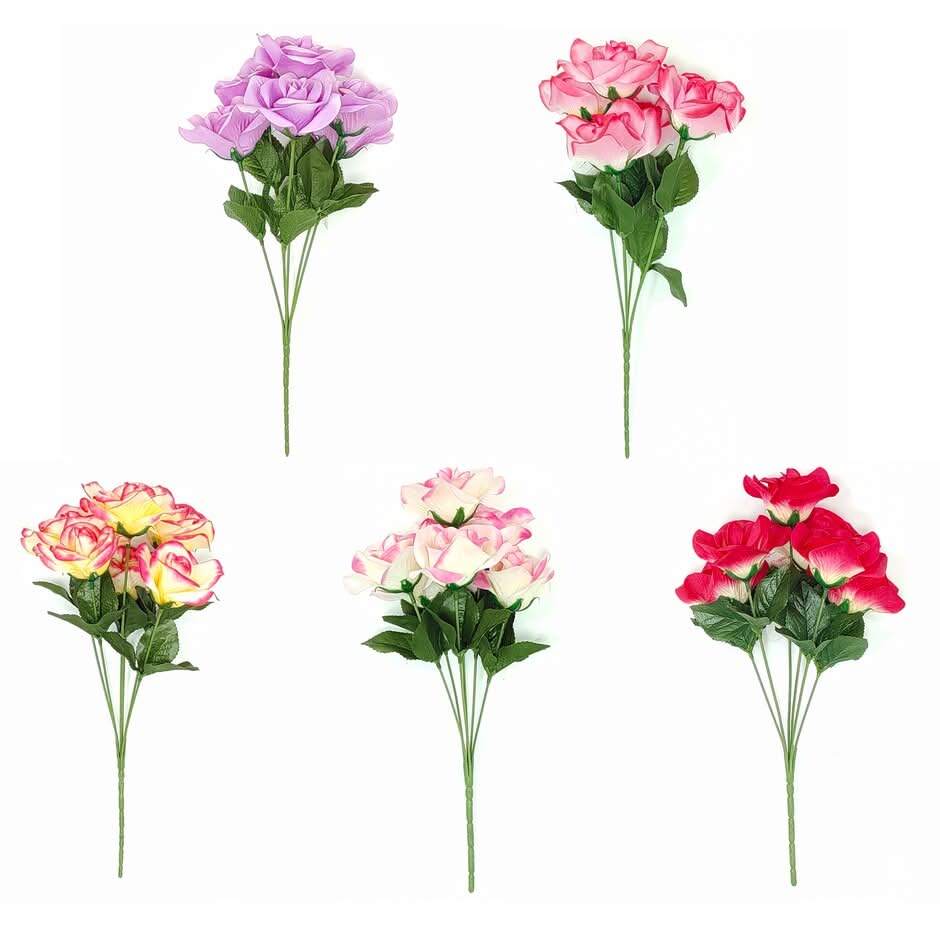 Floral Garden Assorted Artificial Tea Roses (6 ct)