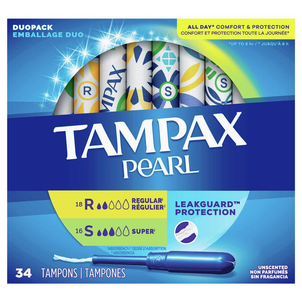 Tampax Pearl Duopack Regular Super Unscented Tampon (34 ct)