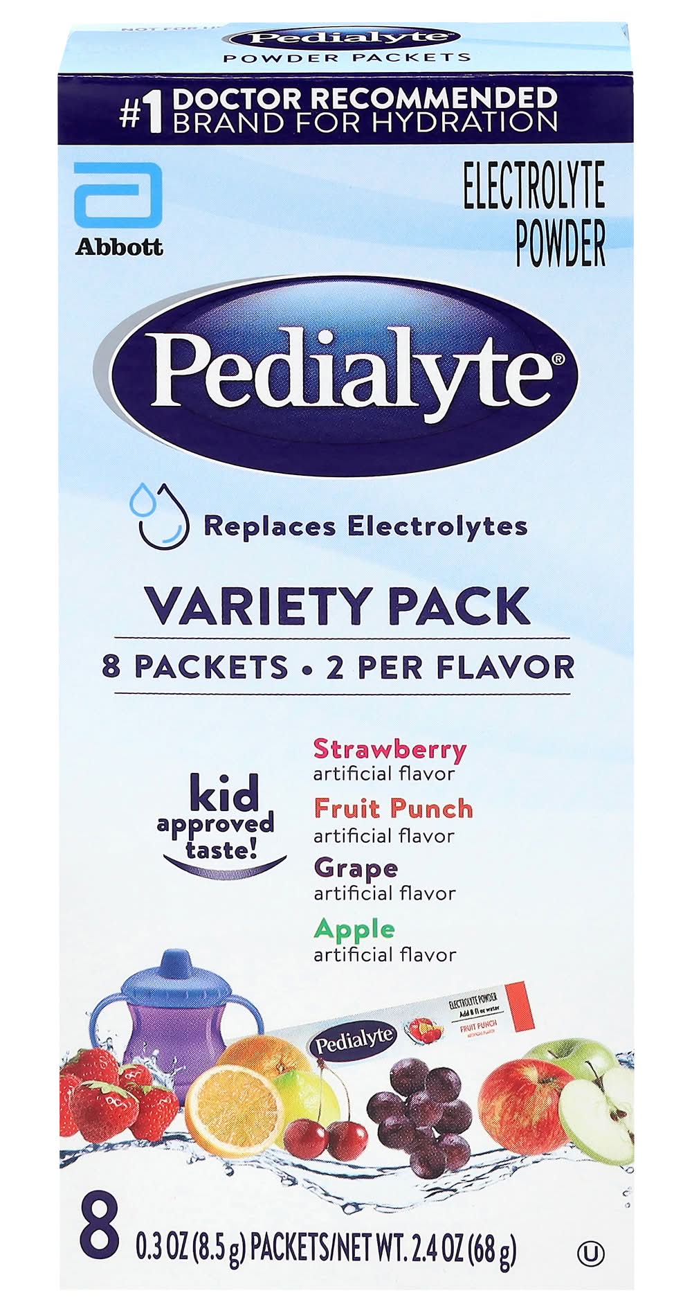 Pedialyte Electrolyte Powder Drink Mix Variety pack, Assorted (8 x 0.3 oz)
