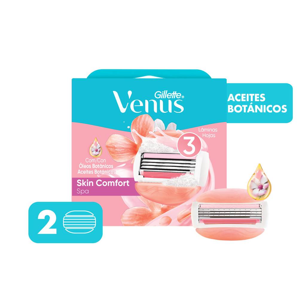 Gillette Venus · Repuestos de afeitar con aceites botánicos (2 )