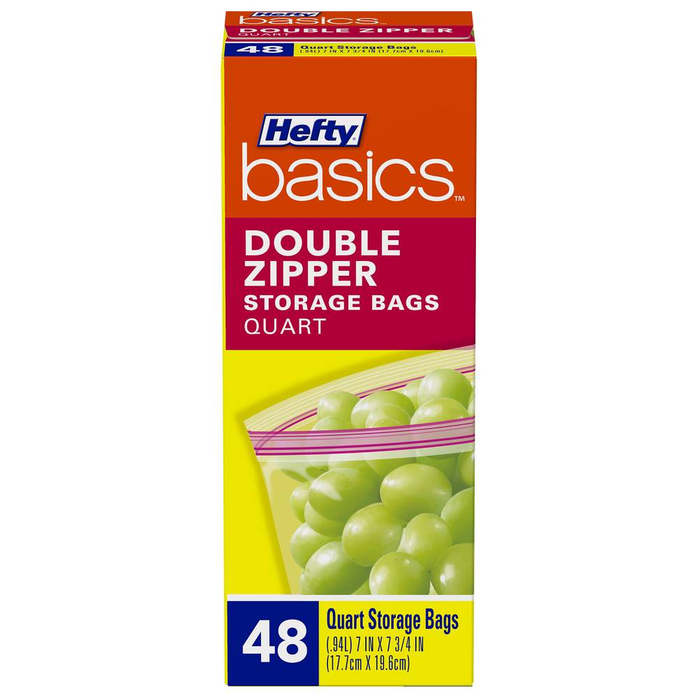 Hefty Basics Double Zipper Quart Storage Bags