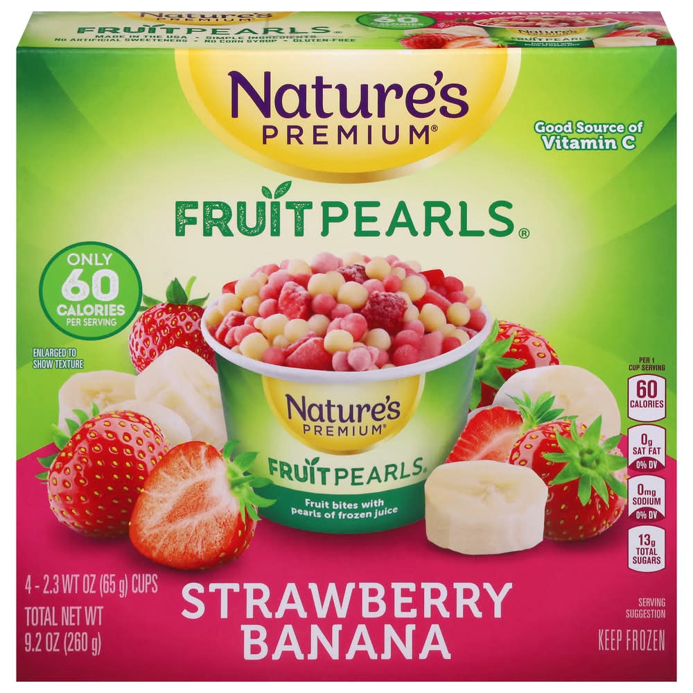 Fruit Pearls Nature's Premium Strawberry Banana Cupsa (2.3 oz, 4 ct)