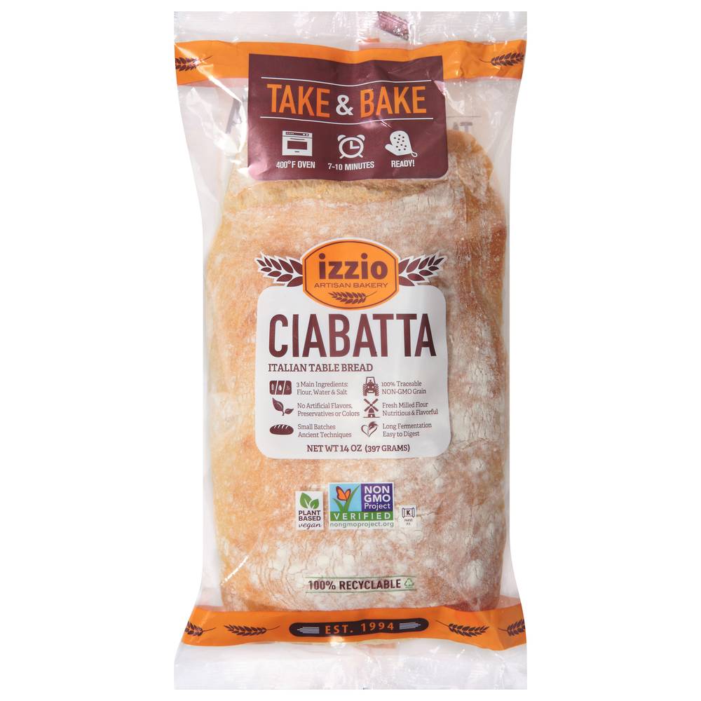 Izzio Artisan Bakery Ciabatta Italian Table Bread (14 oz)