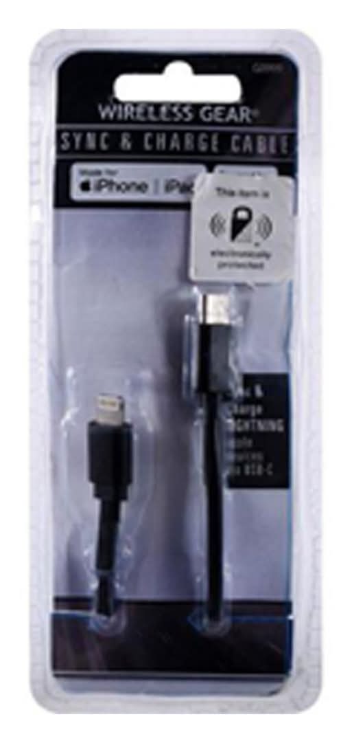 Wireless Gear Sync & Charge Cable Usb-C For Iphone, 6 ft, Black