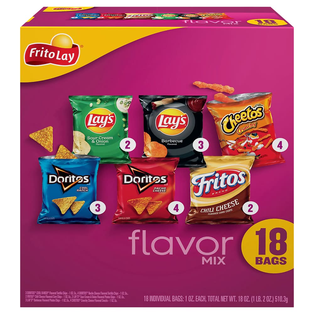 Frito-Lay Snacks Flavor Mix Variety pack, Assorted (18 x 1 oz)