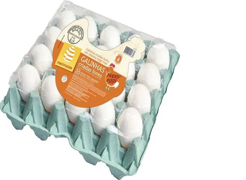 Mantiqueira ovos brancos grandes happy eggs (20 un)