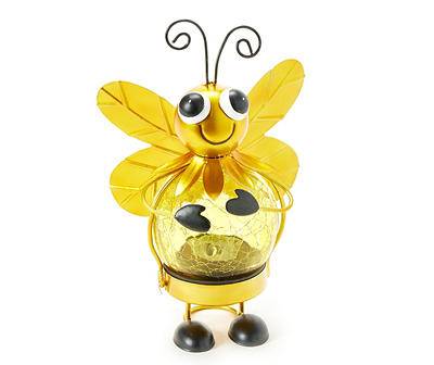 Real Living Bee Led Solar Crackle Ball Garden Decor (8.2")