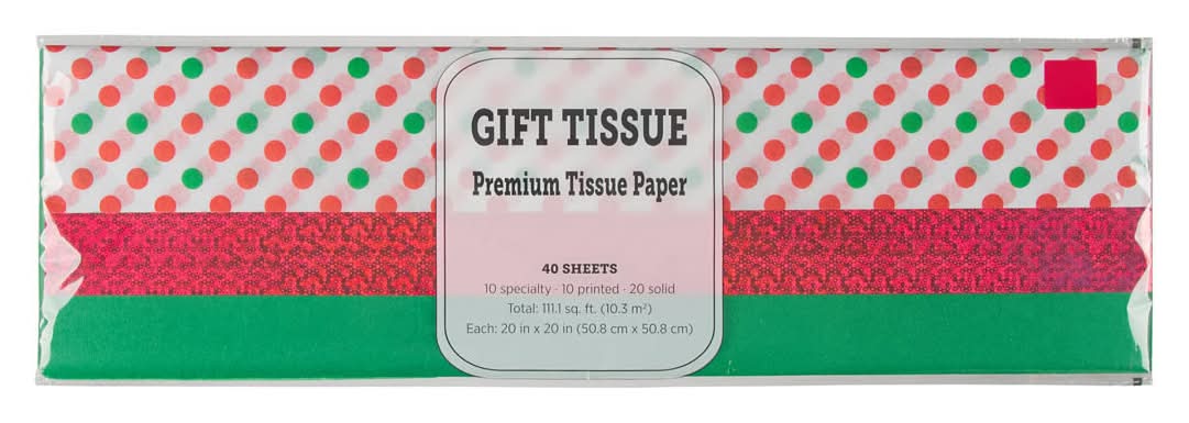 Christmas Gift Premium Tissue Paper, 20x20 in, Assorted (40 ct)