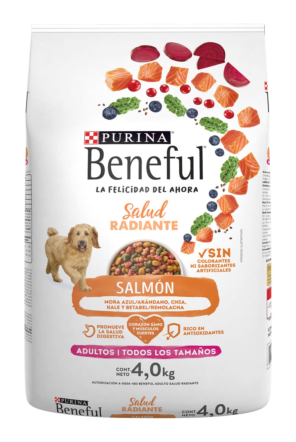 Purina Beneful · Alimento seco para perros, salmón, Adulto-Todos los tamaños (4 kg)