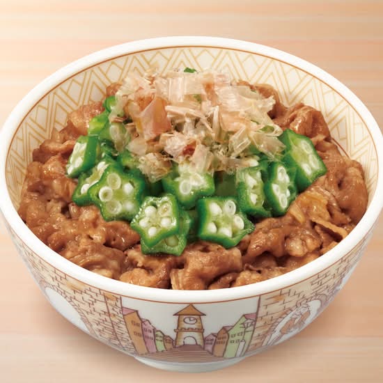 かつぶしオクラ牛丼 Gyudon w/ Bonito Flakes & Okra