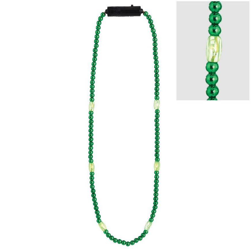 Light-Up LED Festive Green Bead Necklace