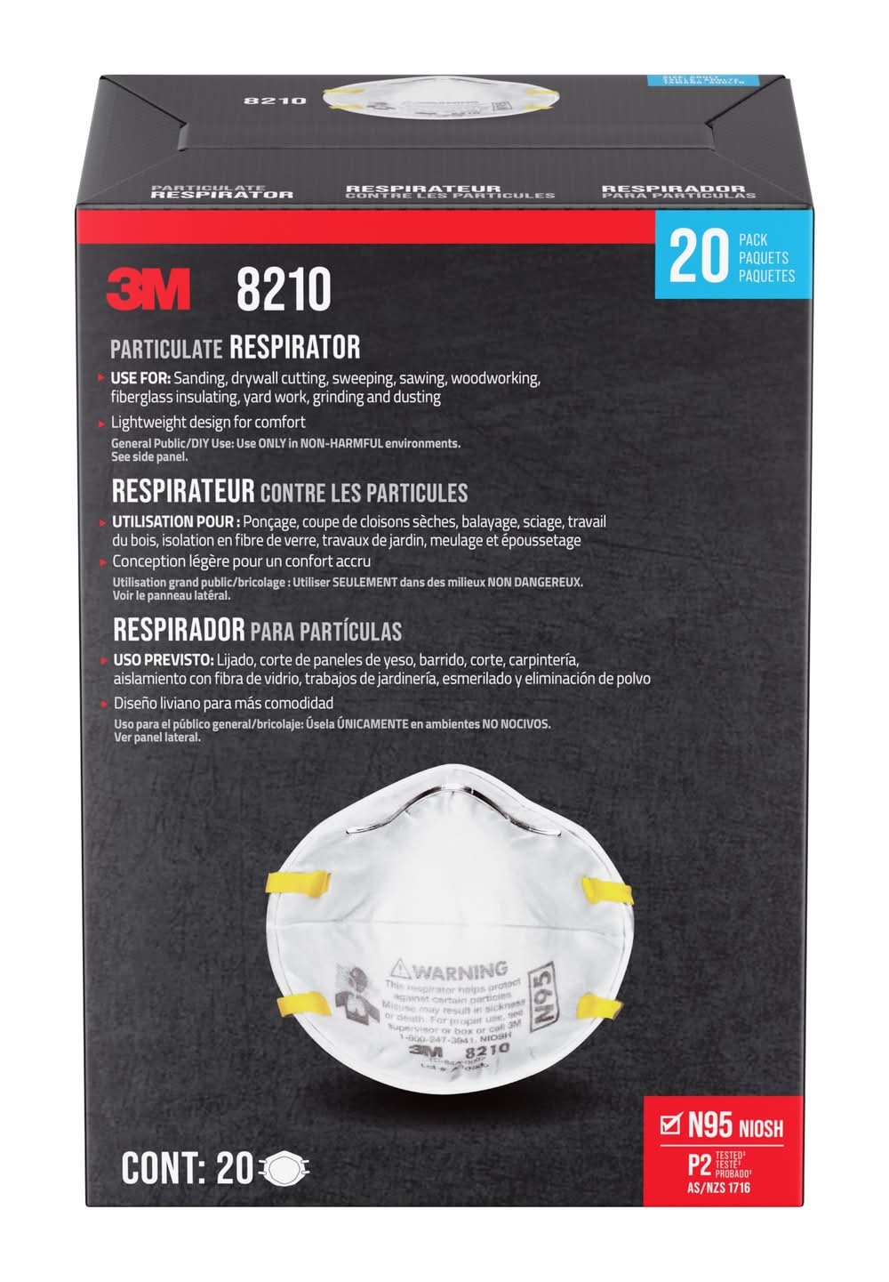 3M White N95 Multi-Purpose Non-Valved Respirator 20 -Pack