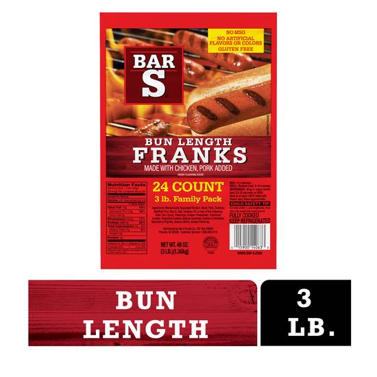 Bar-S Bun Lenght Franks Hot Dogs (24 ct)