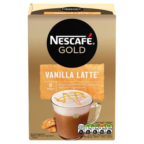 Nescafe Gold Vanilla Latte Instant Coffee 8 X 18.5g Sachets