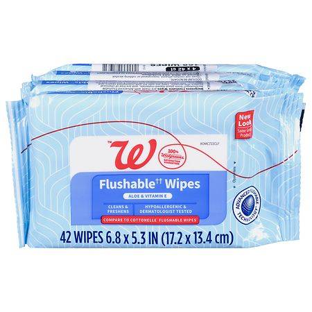 Walgreens Flushable Wipes (4 ct) (6.8 x 5.3 in)
