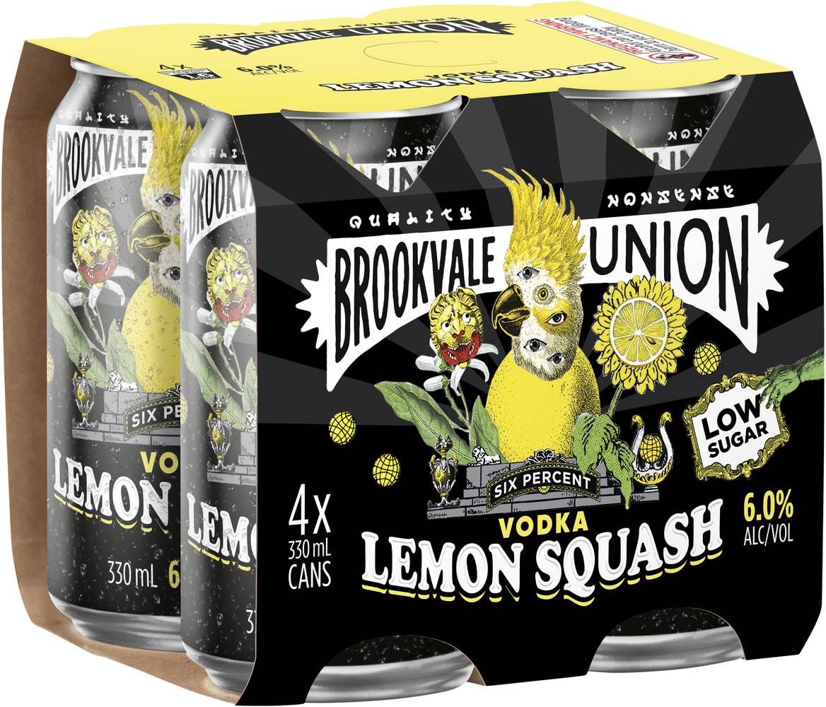 Brookvale Union Vodka Lemon Squash Can 330mL X 4 pack