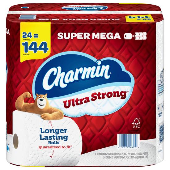 Charmin Ultra Strong Toilet Paper Super Mega Rolls(24 Ct)