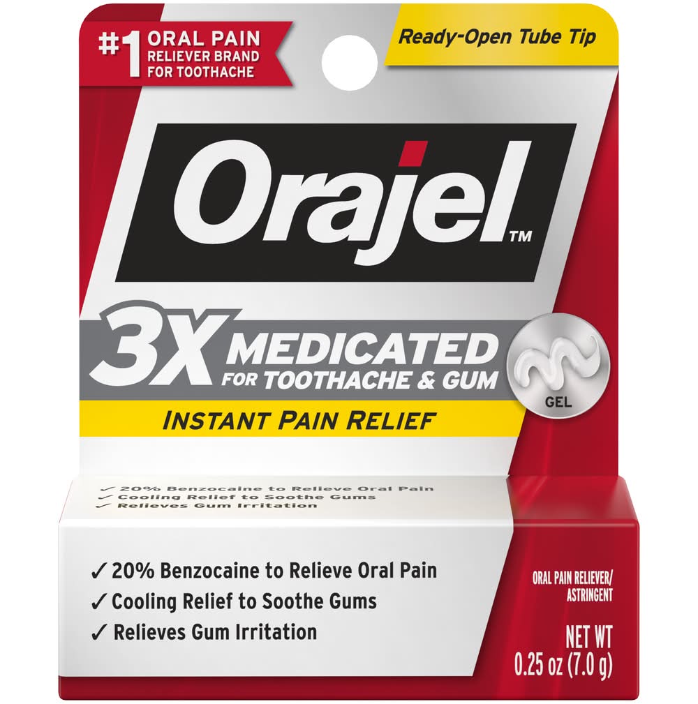 Orajel 3X Medicated For Toothache & Gum Gel Pain Reliever (0.25 oz)