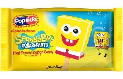 Popsicle Spongebob Squarepants Frozen Confection Bars, Fruit Punch-Cotton Candy (4 fl oz)