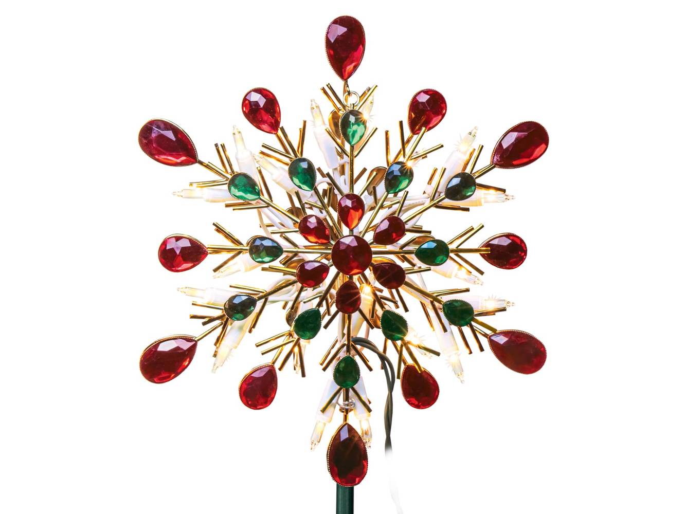 GE 9.5-in Snowflake Gold/Green/Red Clear Christmas Tree Topper | 71255LO