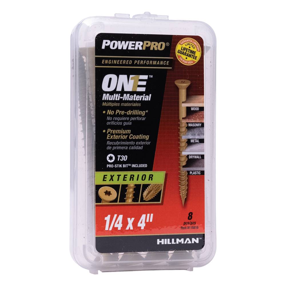 Power Pro 1/4-in x 4-in Epoxy One Exterior Wood Screws (8-Per Box) | 116816