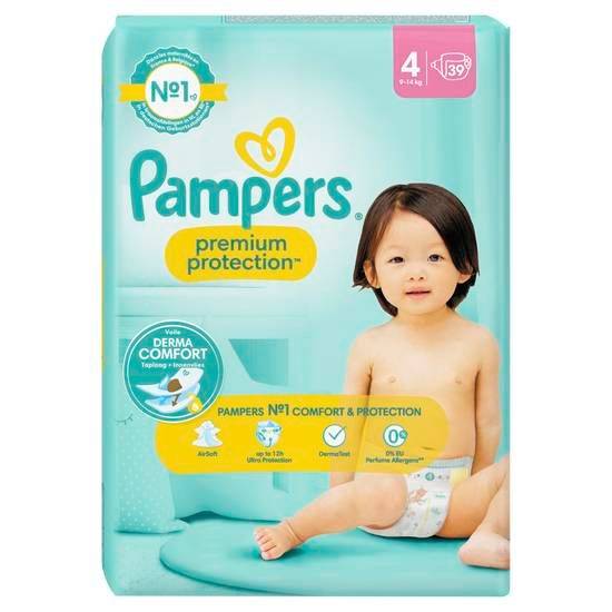 Pampers premium protection taille 4, couches x39, 9kg - 14kg