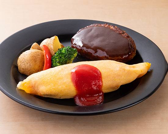 特製オムライス＆デミグラスハンバーグ Special Omelette Rice & Demi-glace Hamburger Steak