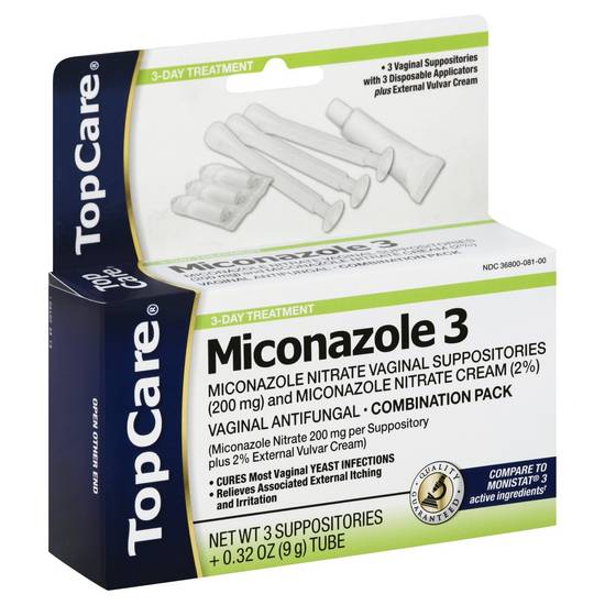 Topcare Miconazole Vaginal Suppositories 3-day Treatment