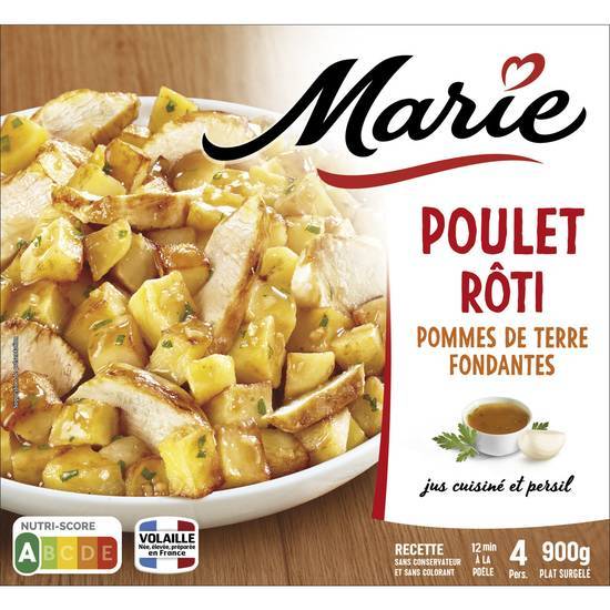 Poulet rôti et pommes de terre fondantes - marie - 900g