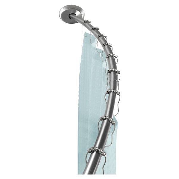 Zenna Home Tension or Permanent Mount Adjustable Curved Shower Rod, Brushed Nickel