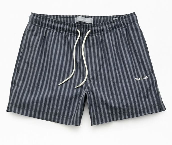 Men's Drift Striped Seersucker 5" Swim Trunks Black/Gray M
