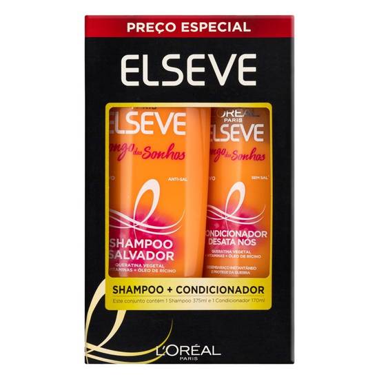 L'oréal paris kit de shampoo com condicionador longo dos sonhos (375 ml + 170 ml)