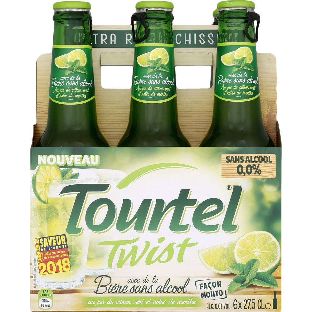 Tourtel Twist - Boisson sans alcool à base de bière, citron vert - menthe (6 x 275ml)